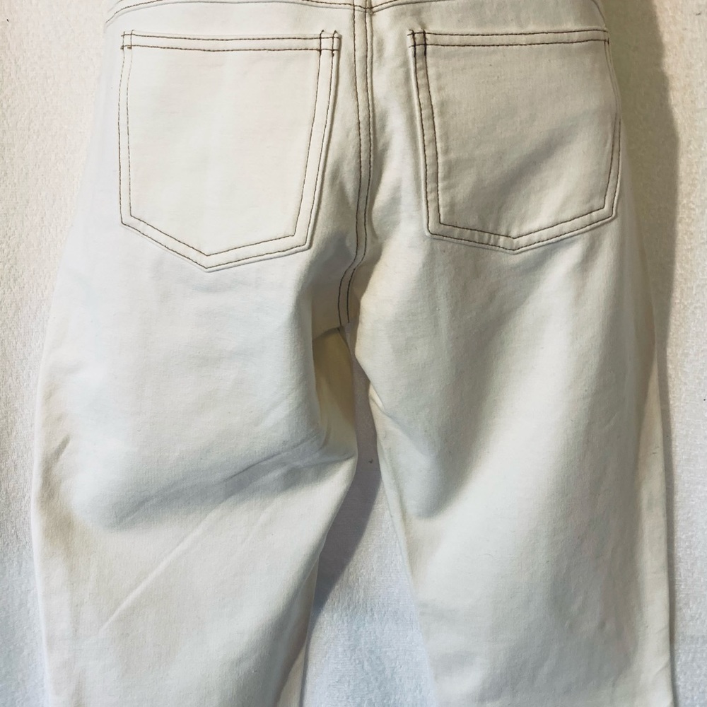 New Hue Cream w/ Brown Stitching Jeggings Legging